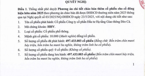 HHV chốt phương án chào bán gần 50 triệu cổ phiếu cho cổ đông