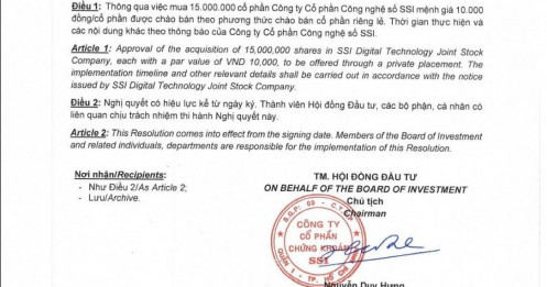 SSI muốn rót thêm hàng trăm tỷ, tăng vốn cho công ty tài sản số