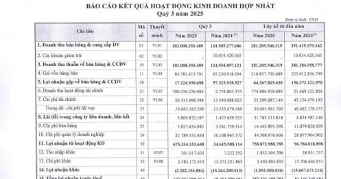 Một doanh nghiệp BĐS báo lãi quý 3 gần 540 tỷ đồng, gấp 40 lần cùng kỳ
