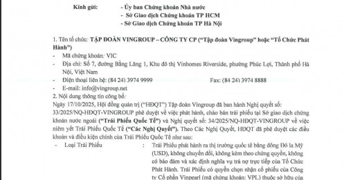 Vingroup muốn phát hành 325 triệu USD trái phiếu quốc tế