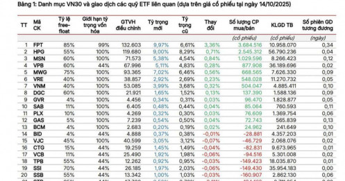 FPT, MSN và HPG là tâm điểm mua vào của 5 quỹ ETF