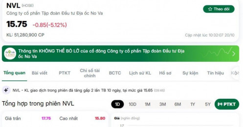Cổ phiếu Novaland "có biến" sau thông tin Thanh tra Chính phủ chuyển hồ sơ vi phạm trái phiếu sang Bộ Công an