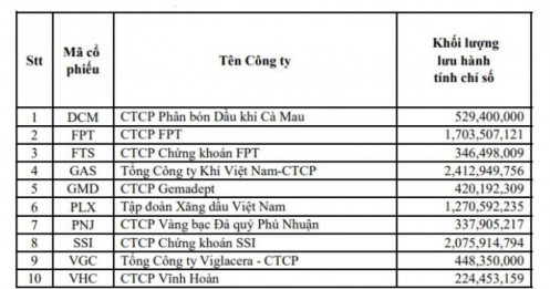 10 mã chứng khoán lọt rổ cổ phiếu tăng trưởng chi trả cổ tức VNDIVIDEND