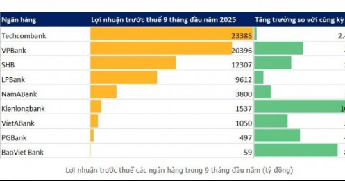 10 ngân hàng báo lãi tăng trong 9 tháng đầu năm