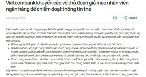 Vietcombank lên tiếng vụ khách mất tiền sau khi nhận thẻ mới: Đã khóa thẻ, tra soát và báo cơ quan chức năng