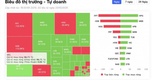 Tự doanh bất ngờ trở lại mua ròng cổ phiếu trong phiên 23/10, ngược chiều "xả" hàng trăm tỷ tại 2 mã