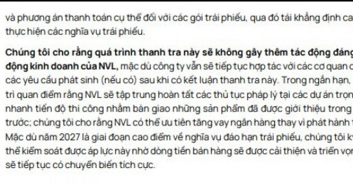 Vietcap: Đợt rà soát trái phiếu của TTCP sẽ không ảnh hưởng thêm đến hoạt động kinh doanh của NVL
