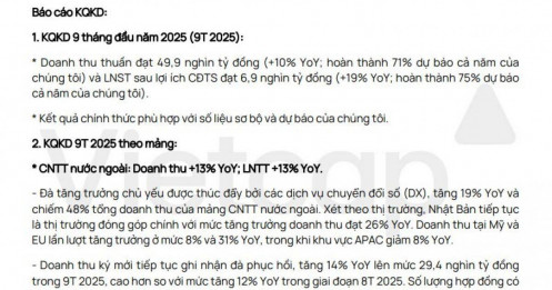 Vietcap: Doanh thu ký mới mảng CNTT nước ngoài của FPT tiếp tục phục hồi