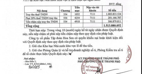 Hoa Sen Group bị phạt và truy thu thuế hơn 1,5 tỷ đồng