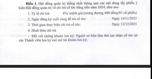 Một doanh nghiệp VN30 chốt chi 1.600 tỷ đồng cổ tức tiền mặt