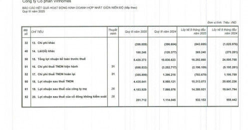 Vinhomes (VHM) lãi 9 tháng hơn 15.000 tỷ, doanh số chưa ghi nhận cao kỷ lục