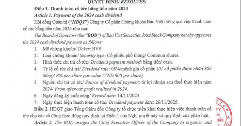 Một CTCK "lăn chốt" trả cổ tức tiền mặt ngay trong tháng 11