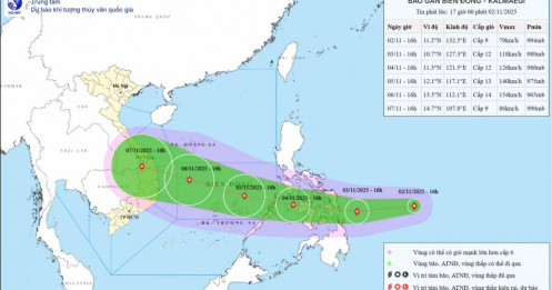 Bão Kalmaegi có thể đạt cấp 14 khi vào Biển Đông