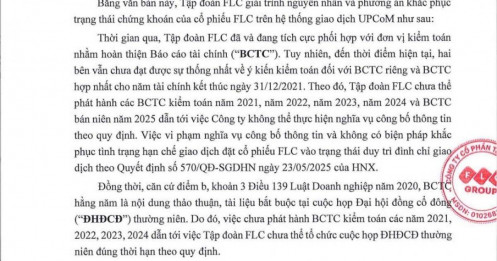 FLC giải trình nguyên nhân chậm công bố thông tin và kế hoạch khắc phục