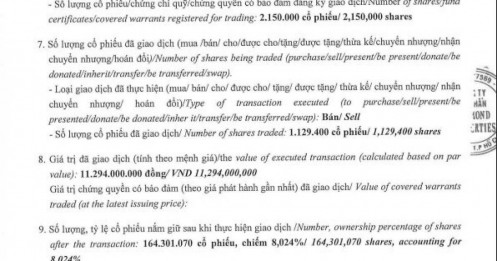 Doanh nghiệp liên quan đến Chủ tịch Bùi Thành Nhơn bán ra 1,1 triệu cổ phiếu NVL