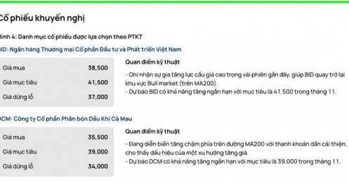 4 cổ phiếu có triển vọng tăng trưởng tích cực trong tháng 11