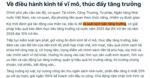 Chính phủ yêu cầu rà soát kịch bản tăng trưởng GDP sau bão lũ, đảm bảo đạt mục tiêu 8% năm 2025