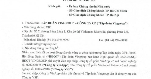 Vingroup sáp nhập 2 công ty công nghệ VinApp và VinSmart Future