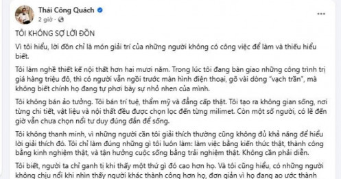 Thông báo từ Quách Thái Công - NTK biệt thự 400 tỷ của Đoàn Di Băng