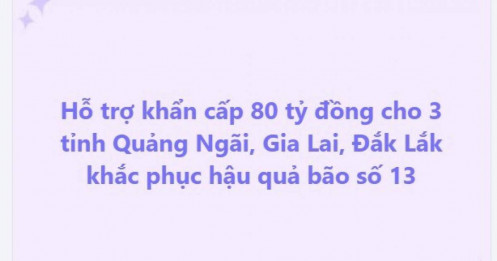 Hỗ trợ khẩn cấp 80 tỷ đồng cho 3 tỉnh Quảng Ngãi, Gia Lai, Đắk Lắk khắc phục hậu quả bão số 13