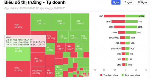 Cổ phiếu nào được tự doanh 'gom' nhiều nhất trong phiên giảm mạnh cuối tuần 7/11