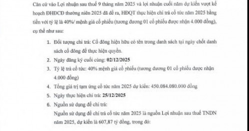 May Sông Hồng sắp tạm ứng cổ tức, gia đình Chủ tịch Bùi Đức Thịnh nhận về gần 200 tỷ đồng