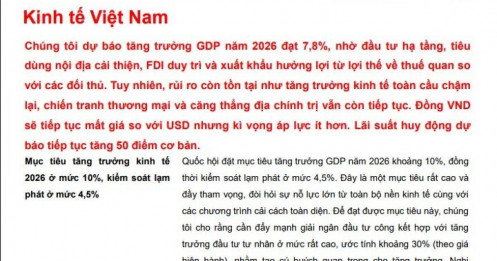 Tăng trưởng GDP Việt Nam năm 2026 có thể đạt 7,8% dù bối cảnh toàn cầu biến động mạnh