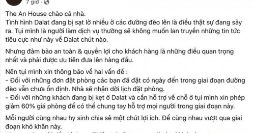 Đà Lạt chìm trong mưa lũ, loạt cơ sở lưu trú thông báo hỗ trợ khẩn cấp