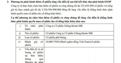 Sau SSI, VND, VIX đến lượt MBS muốn phát hành hơn 333 triệu cổ phiếu