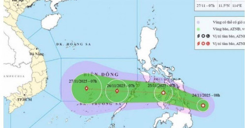 Xuất hiện áp thấp nhiệt đới giật cấp 9, dự báo mạnh lên thành bão số 15, hướng vào Nam Trung Bộ