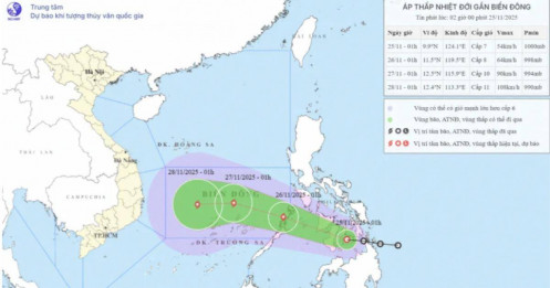 Biển Đông đối mặt bão số 15: Sóng cao 5m, gió mạnh từ tối 25/11