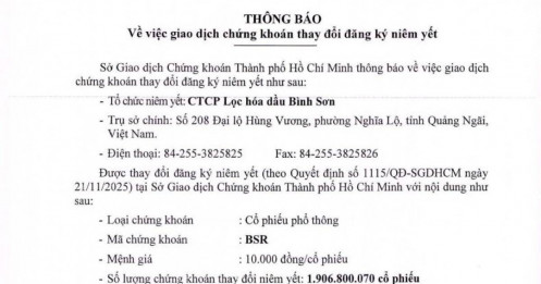Hơn 1,9 tỷ cổ phiếu thưởng BSR sắp được giao dịch
