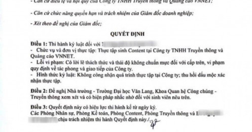 Vụ công ty "kỷ luật" nữ sinh viên thực tập: Có thể khởi kiện?