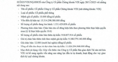 Chứng khoán VIX muốn chào bán 918,86 triệu cổ phiếu cho cổ đông hiện hữu