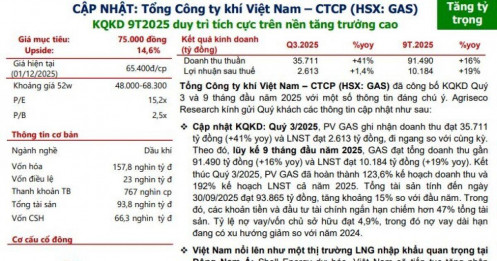 Nhu cầu nhập khẩu LNG tiếp tục tăng, một cổ phiếu dầu khí được khuyến nghị mua, tiềm năng tăng 16%