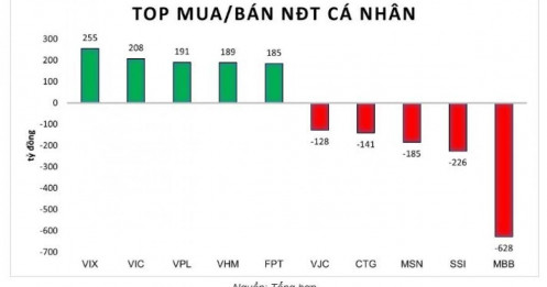 Dòng tiền cá nhân tháo chạy 4.535 tỷ trong tuần, MBB và SSI bị bán mạnh nhất