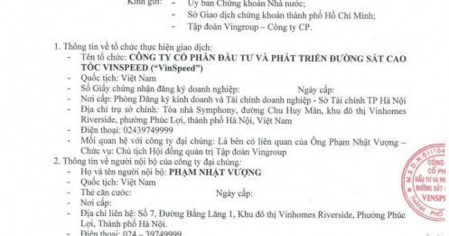 VinSpeed được tỷ phú Phạm Nhật Vượng góp thêm 76 triệu cổ phiếu VIC ngay sau khi nhận dự án metro 102.000 tỷ