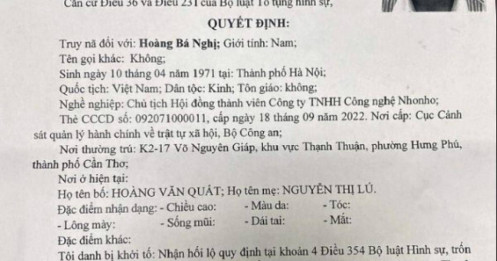 Bộ Công an truy nã đặc biệt Hoàng Bá Nghị, Chủ tịch Công ty NhoNho