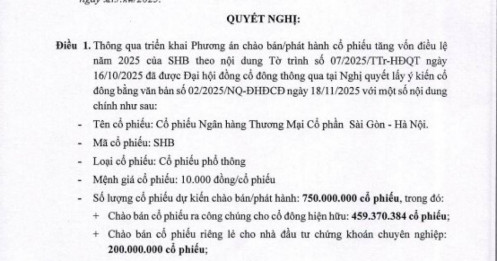 SHB tăng vốn điều lệ lên hơn 53.000 tỷ đồng