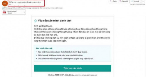 Cảnh báo khẩn: Email “xác minh giao dịch” lừa đảo đang lan tràn
