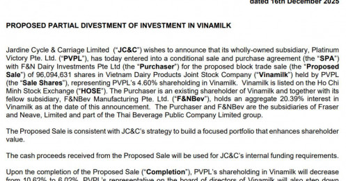 Thoái vốn Vinamilk: JC&C muốn gì từ thương vụ 228 triệu USD?