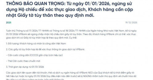 VPBank (VPB) phát thông báo khẩn đến khách hàng cả nước