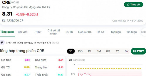Giữa phiên tăng gần 47 điểm của VN-Index, CRE rớt thảm – Shark Hưng đang ở đâu?