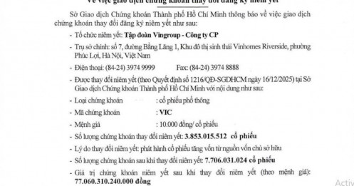 Gần 3,9 tỷ cổ phiếu Vingroup sắp về tài khoản nhà đầu tư