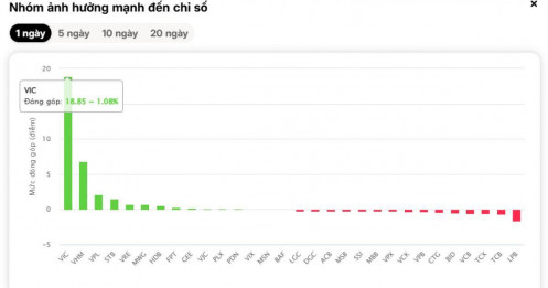 Một mình VIC gánh chỉ số: VN-Index tăng nhờ đâu?