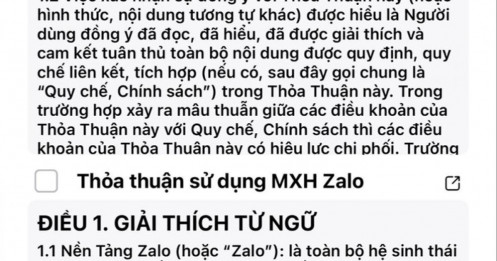 Zalo "ép" người dùng cập nhật điều khoản mới?