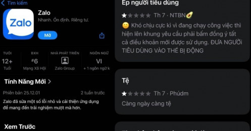 Bão 1 sao dồn dập: Zalo bị tẩy chay vì cập nhật điều khoản thu thập dữ liệu