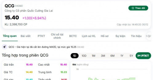 QCG bật tăng trần khi Quốc Cường Gia Lai đẩy mạnh bán tài sản trả nợ