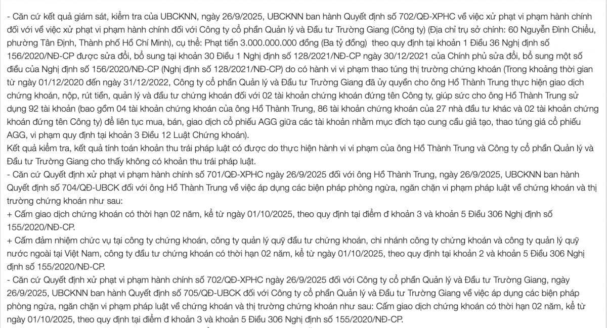 Vụ thao túng giá cổ phiếu An Gia: 'Đội lái' sử dụng 92 tài khoản gồm cả tổ chức trong hơn 2 năm, xử phạt 4,5 tỷ đồng