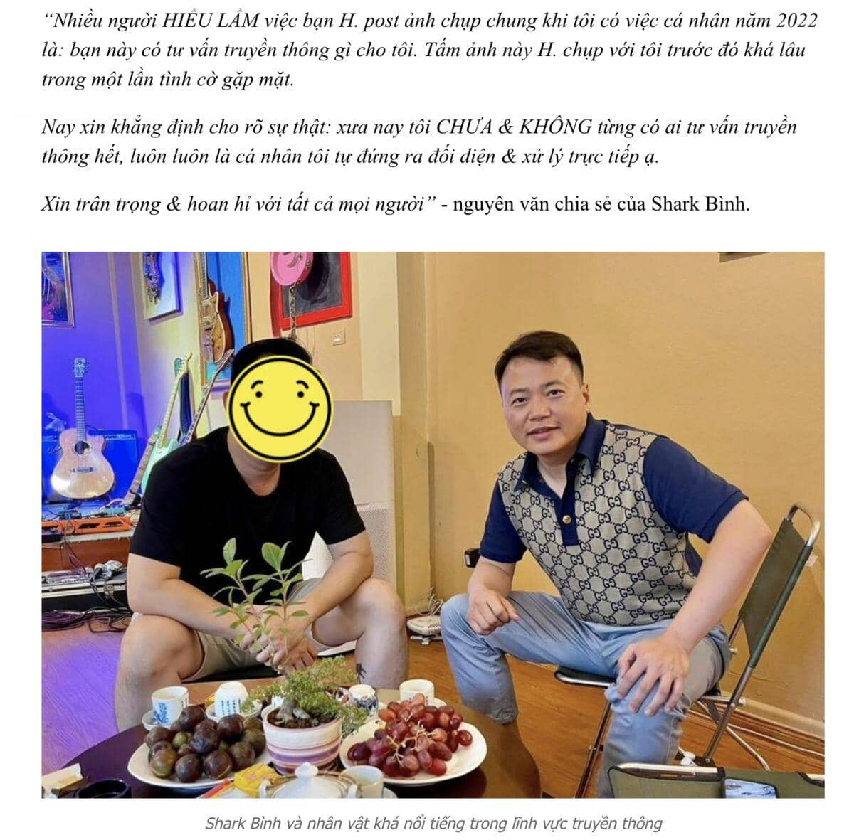 Shark Bình đính chính trước dư luận